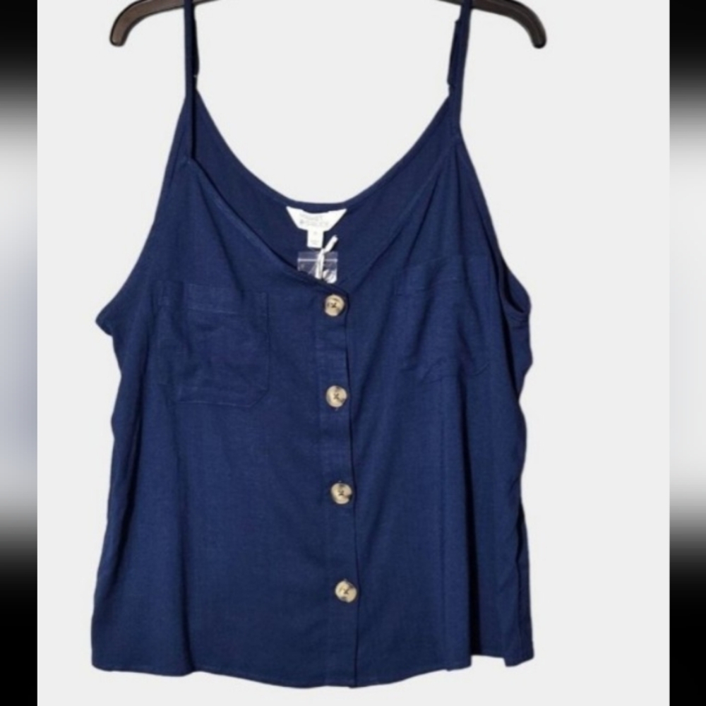 Women's Navy Blue Button-Down Top.New With Tags